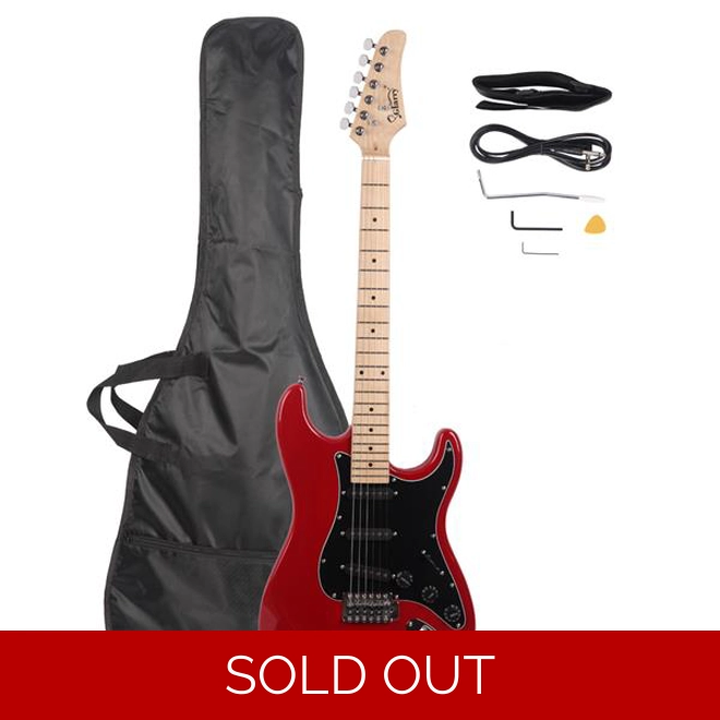product Image for Glarry GST Stylish Electric Guitar Kit with Black Pickguard Red